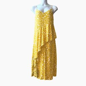 Anthropologie Maeve Brittany Asymmetrical Jumpsuit in Sunshine Yellow Size 8